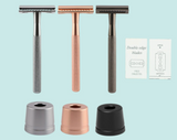 Safety Razor Scheermes + houder + mesjes - 3 kleuren