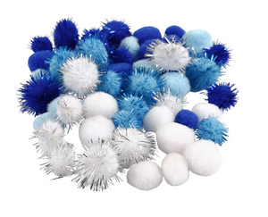 Pompons Lichtblauw Donkerblauw Wit