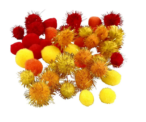 Pompons Oranje Rood Geel