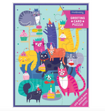 Wenskaart puzzel Cat Party - Mudpuppy