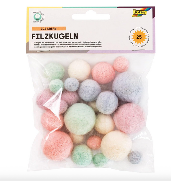 Vilten balletjes Pastel