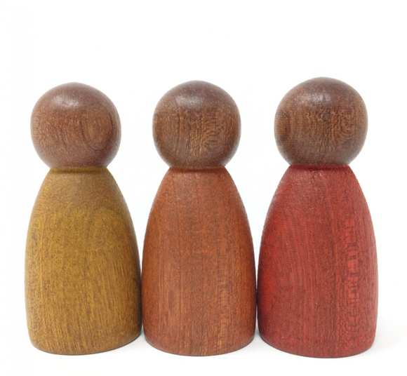 3 donker houten Nins: warme kleuren - Grapat